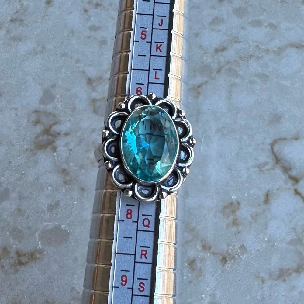 NWOT Sundance Hydrangea Morning Ring, Blue Topaz, Sterling Silver